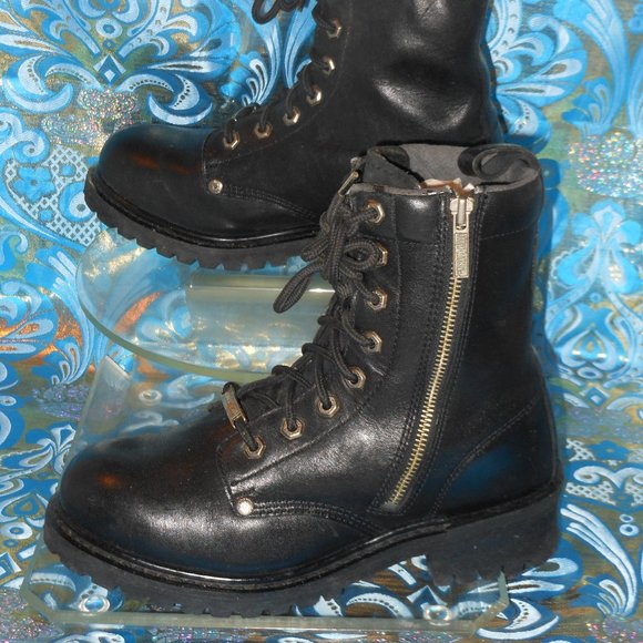 HARLEY DAVIDSON BLACK LEATHER ANKLE BOOTS SIZE 10 - Picture 8 of 8